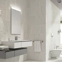 FIJI WHITE STONE EFFECT CERAMIC WALL TILE, PACK OF 10, (L)400MM (W)250MM