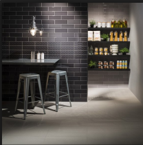 Johnson Tiles Savoy Noir Gloss wall tile and Décor Tile - 300x100mm
