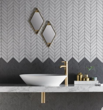 Izen White Chevron Mosaic tile 