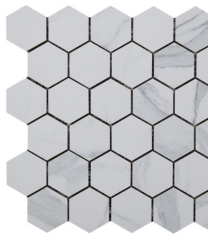 Kendal Bianco Glazed Porcelain Hexagon Mosaic
