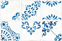 Crafted Blanc Bleu Patchwork Glazed Porcelain 185x185mm